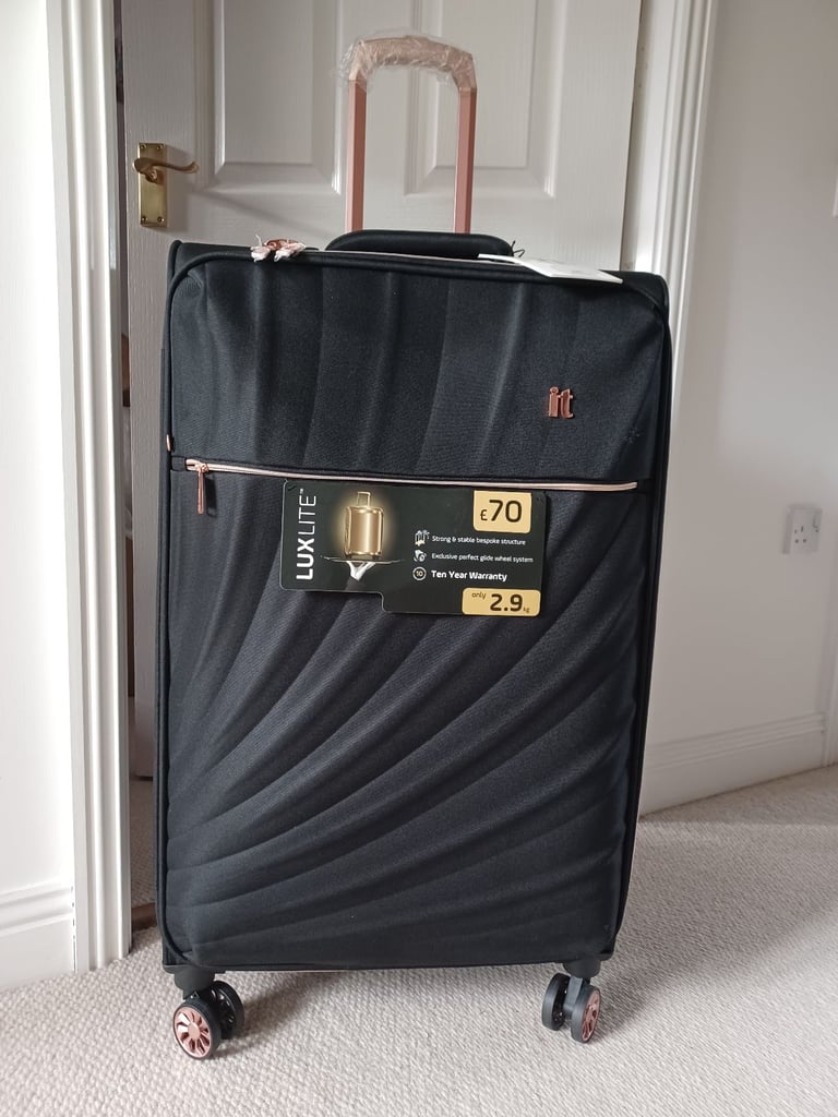 image for IT large suitcase black & rose gold 