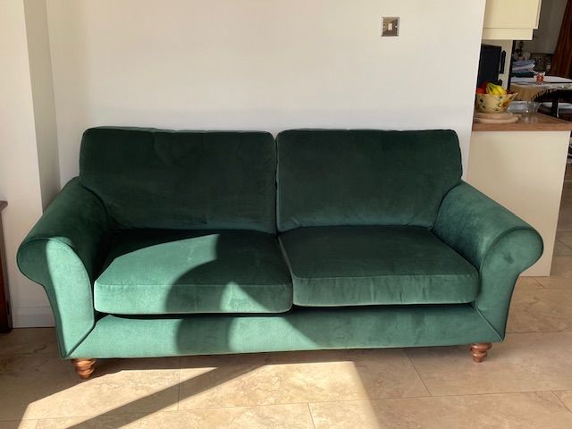 image for Super Forest Green velvet Sofa - as New Condition - Never used