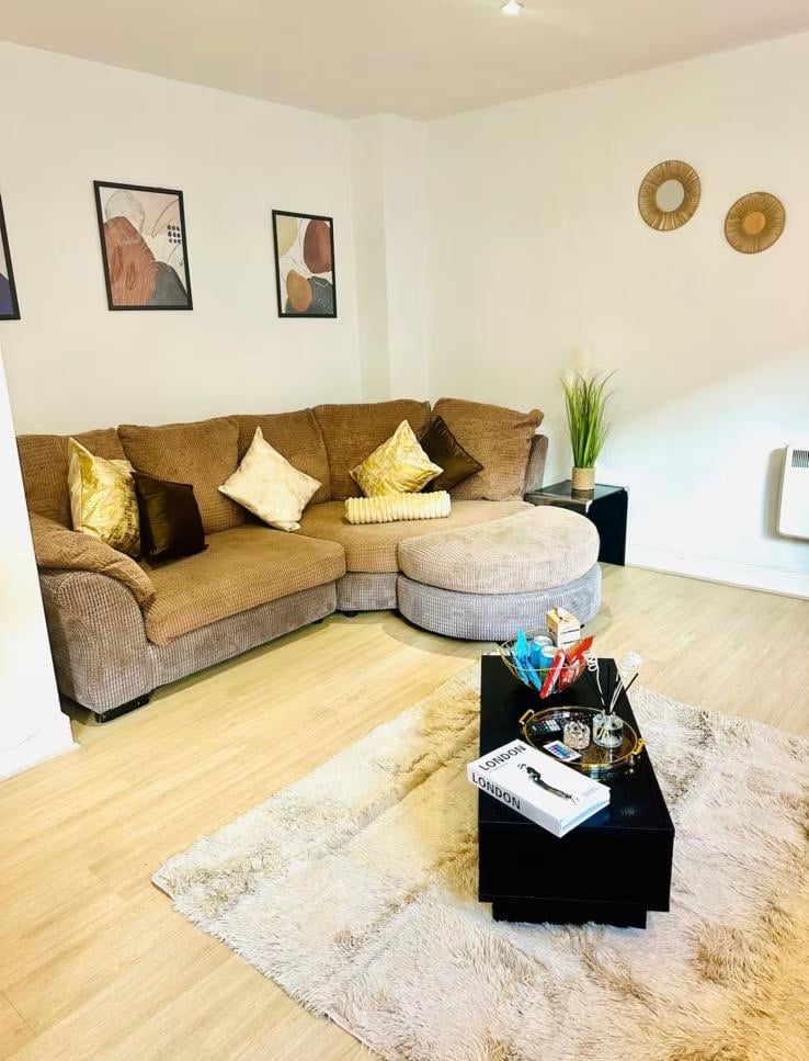 Brown Two-Tone 3-Seater Sofa + Footstool