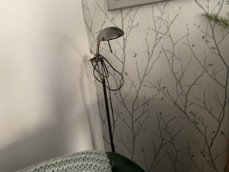 Two lovely modern floor lamps Silver, adjustable arms