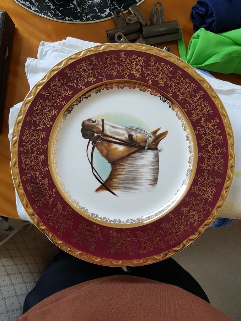 Vintage display plates of horses