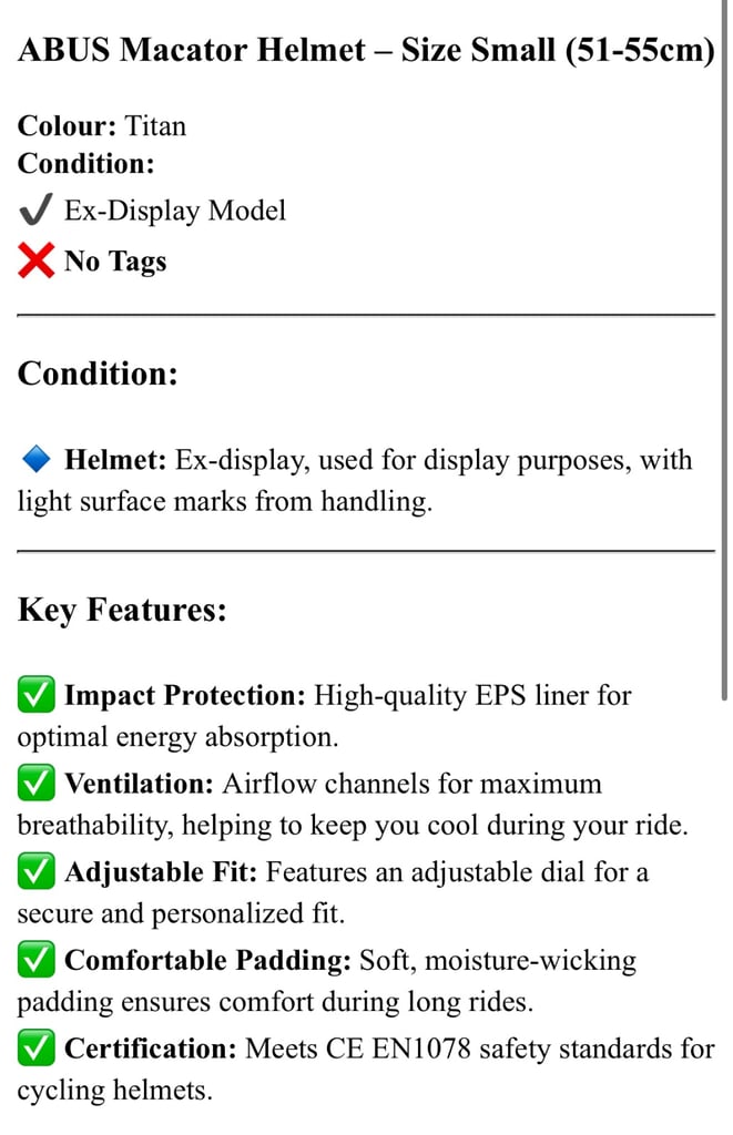 image for Abus Macator helmet size small 