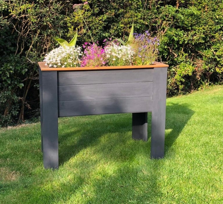 High Quality Trough Planter, Slate Grey Preservative, Treated timber with full liner + drainage