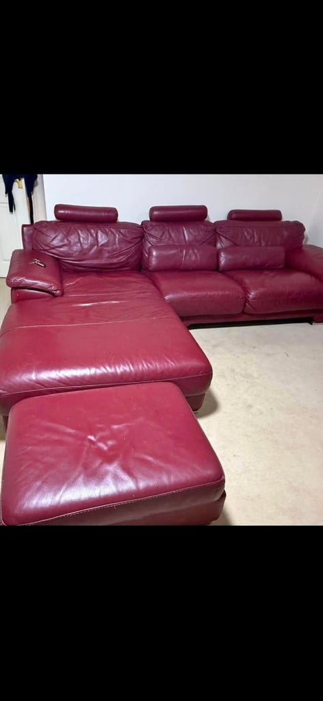 image for L-shape sofa& 1x chair & poofe