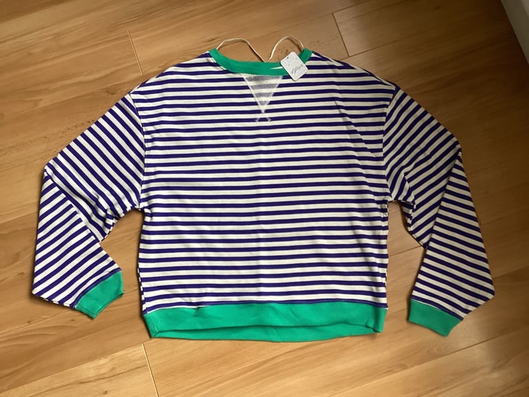 Free People - Classic Stripe Navy Pullover - Size 6 XS Relax Fit