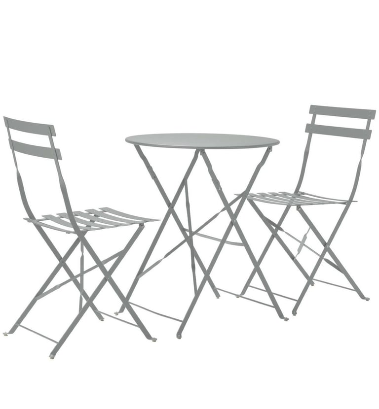 image for Eve Folding 2 Seater Metal Bistro Set Grey