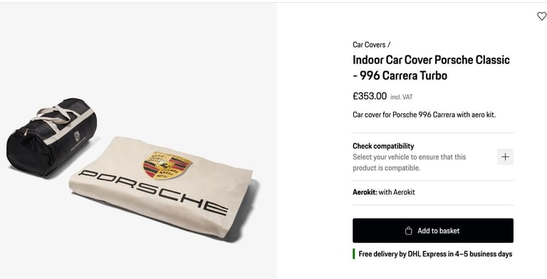 Porsche 996 turbo official porsche car cover 