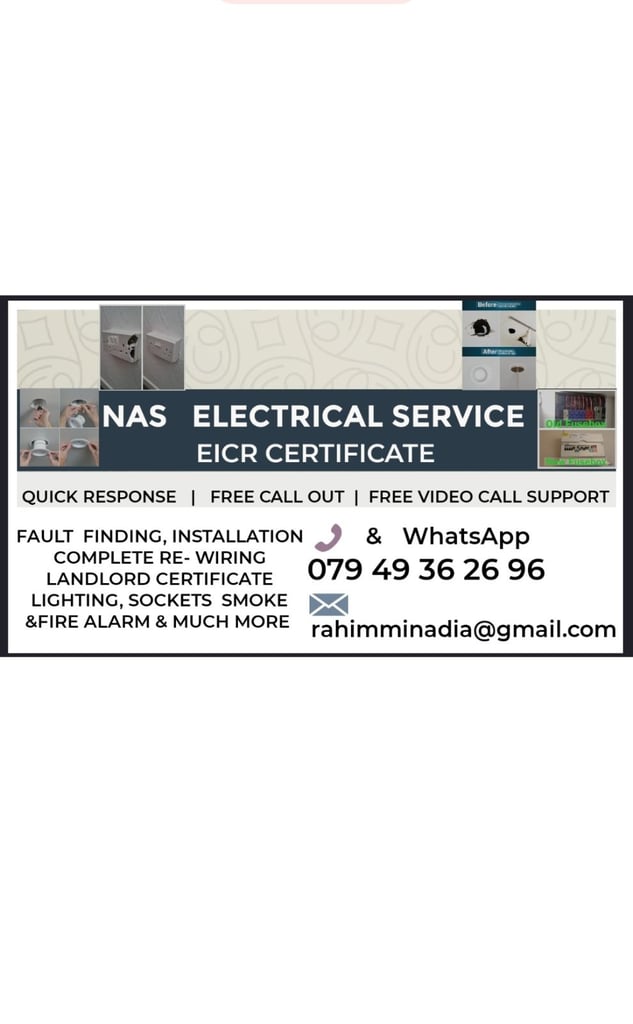 Qualified and experienced electrician, From 50 pounds Same day Service.