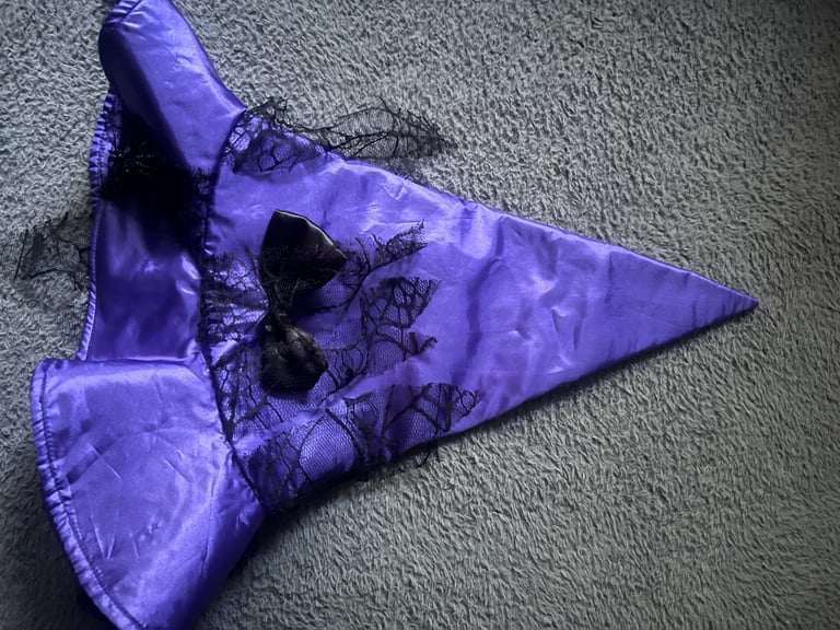 Halloween ladies Witch fancy dress costume/hat/broomstick size 12-14