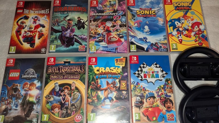 Nintendo switch bundle, boxed  with 9 games