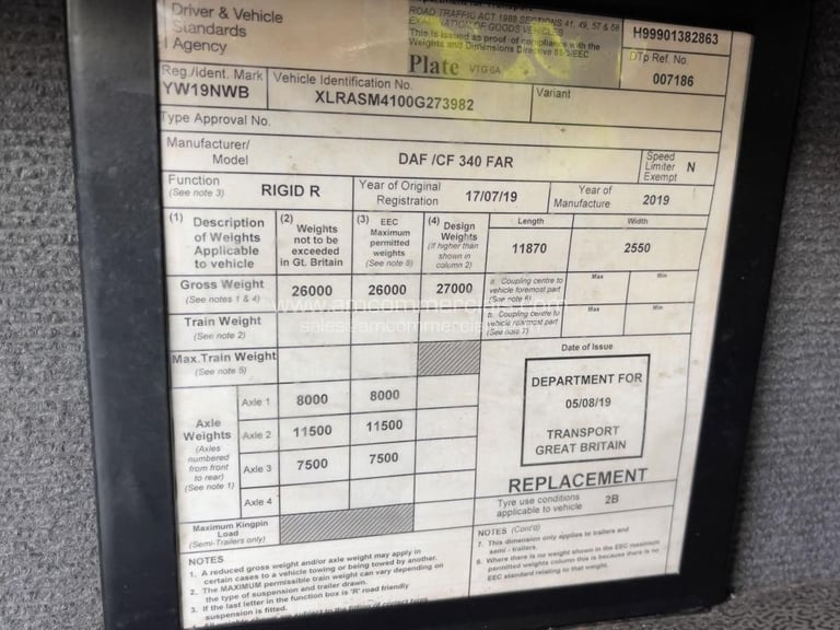 2019 (19) DAF CF 340 STEEL CARRIER 26 TONNE 6X2