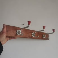 image for 3 metal curvy hooks with red trimmings C1960