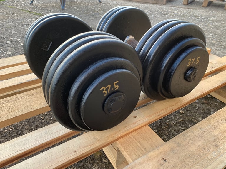 2 x 37.5kg Cast Iron Dumbbells