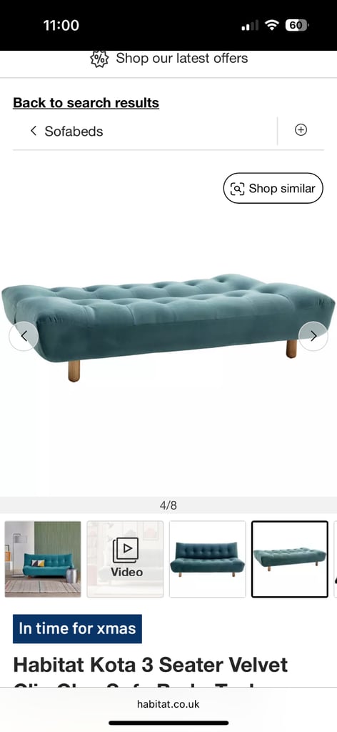 Habitat click clack sofa bed - teal