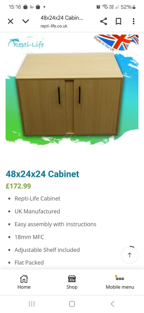 Repti life vivarium cabinet new unopened. White 