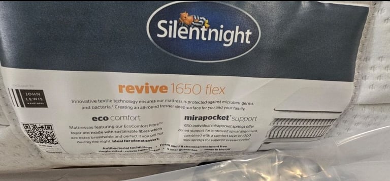 NEW SilentNight 1650 pocket spring single mattress John Lewis, price negotiable