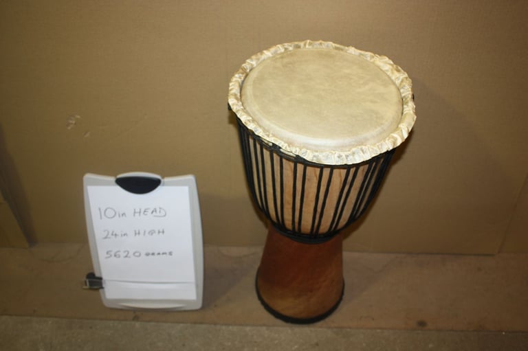 African Wooden Djembe Drum 10in Head x 24in High ~ Weight 5620 Grams ~ £75 ono