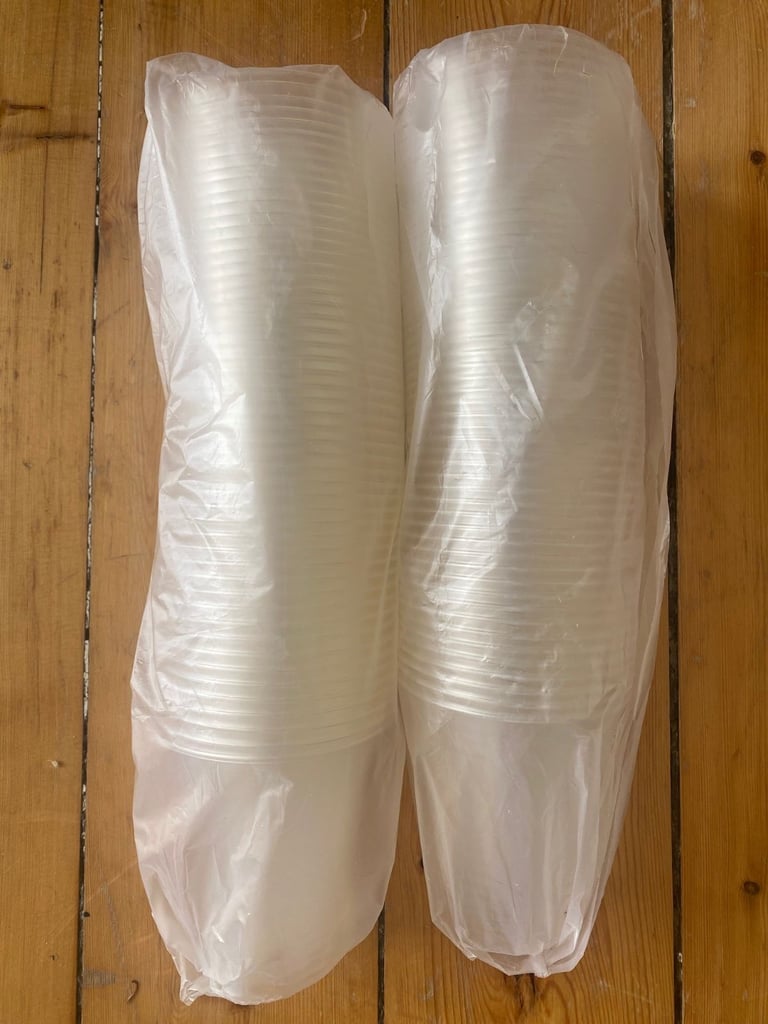 image for 100 Compostable Cold Cups. 12oz. Sustainable biodegradable PLA plastic.