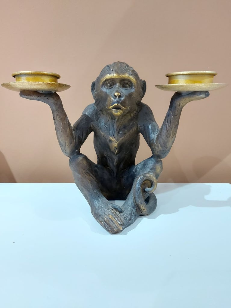 Dunelm monkey tealight candle holder ornament 