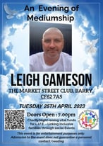 Evening of Mediumship TICKETS ONLY £7.50 PER PERSON!!