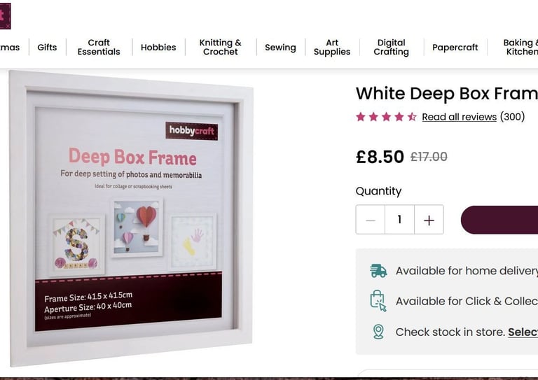 Deep box frame by hobbycraft (New sealed) 40x40cm