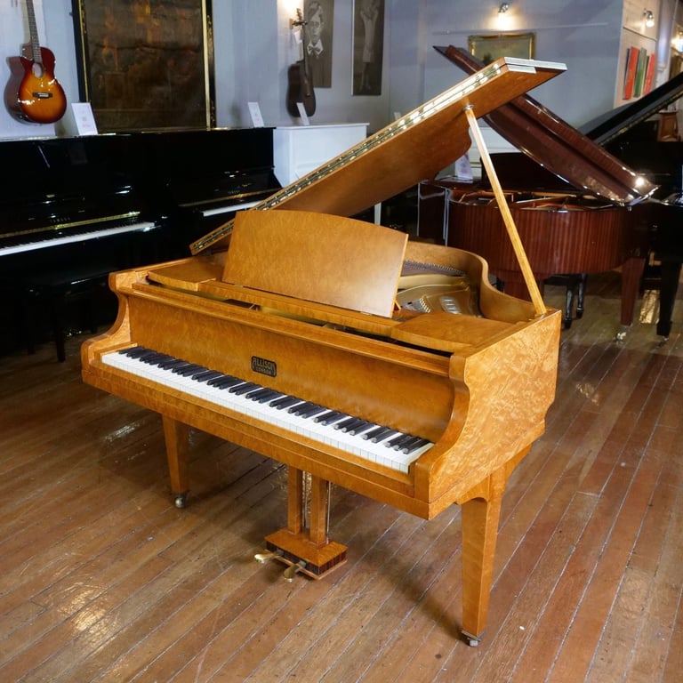 Art Deco Allison Baby Grand Piano Bird Eye Case | Delivery, Tuning, Warranty, Stool