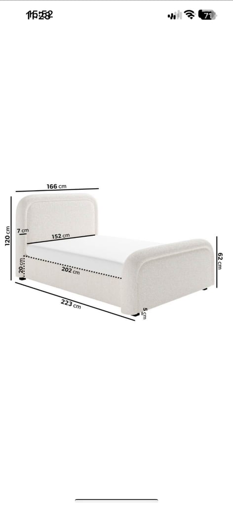 King Size Ottoman Boucle Cream Bed 