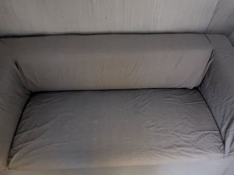 image for KLIPPAN 2-seat sofa + grey cotton cover 