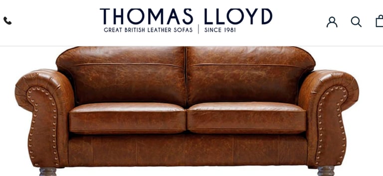 image for Thomas Lloyd large leather sofa, under 2 years old