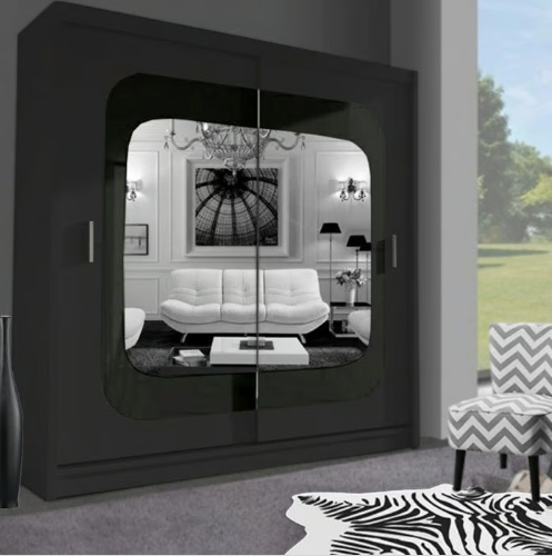 Brand New - Chelsea Mirror Sliding Door Wardrobe - Black - SAME/NEXT DAY DELIVERY