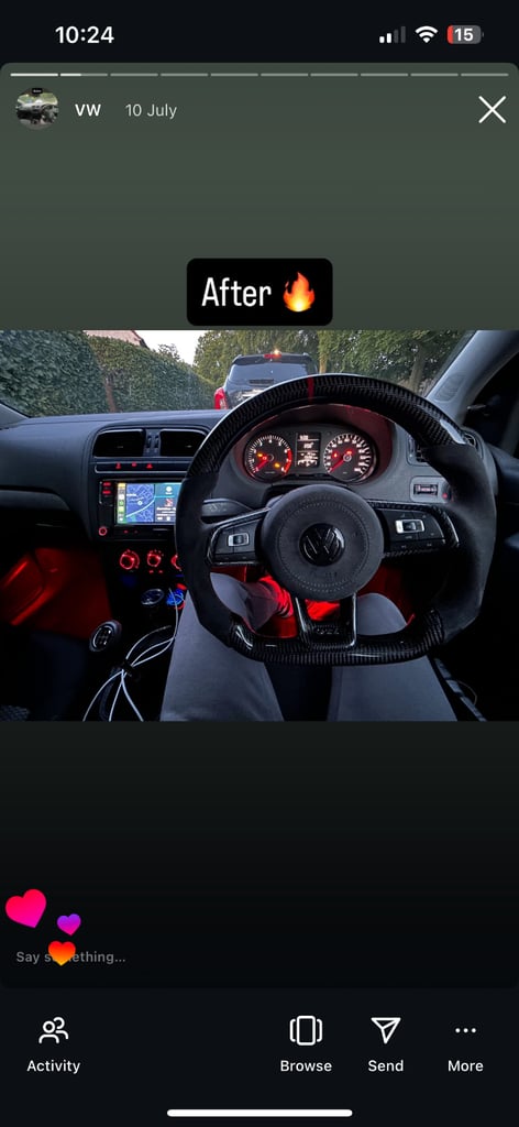 Genuine carbon fiber and alcentara steering wheel for be polo 