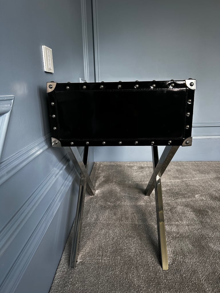 Side Tables - Black & Stainless Steel Cross Legged 