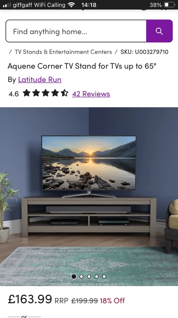 Large corner TV stand brand new, in box