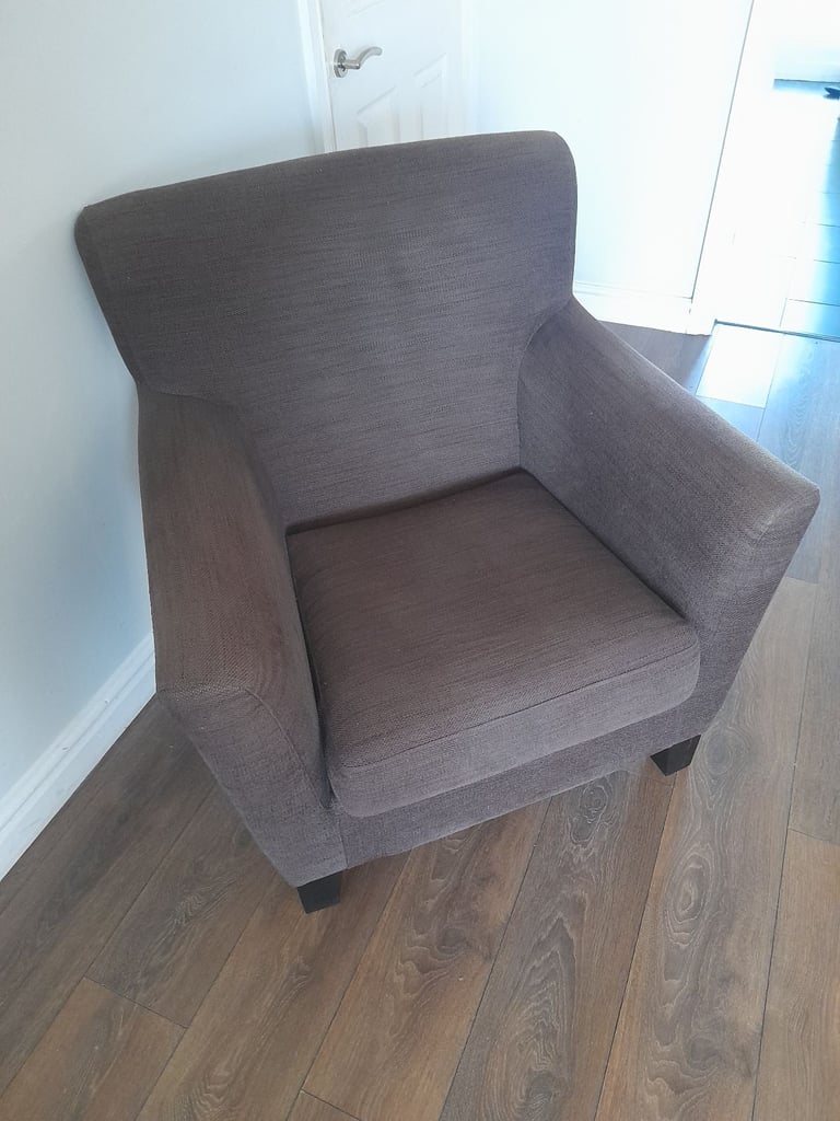 Large Ikea EKENAS Dark Brown Fabric Armchair . 