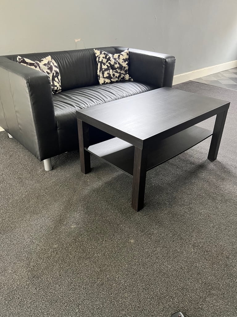 IKEA Klippan 2-Seater Sofa + Black Coffee Table