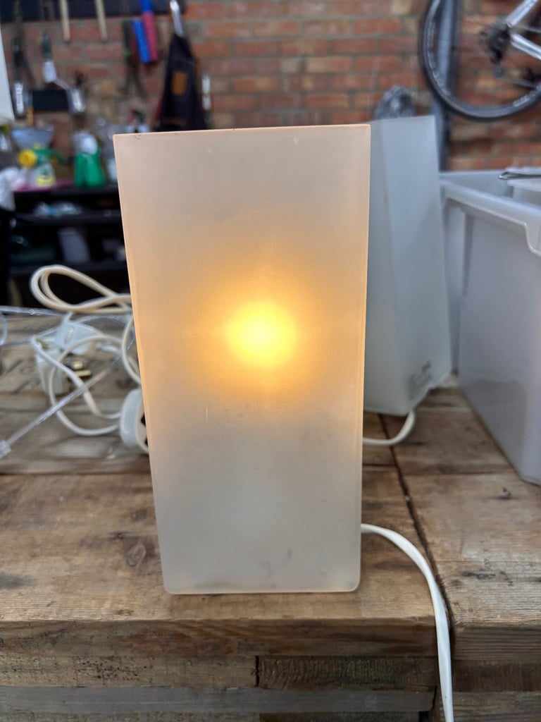 image for 3 Ikea square glass bedside / small lamps