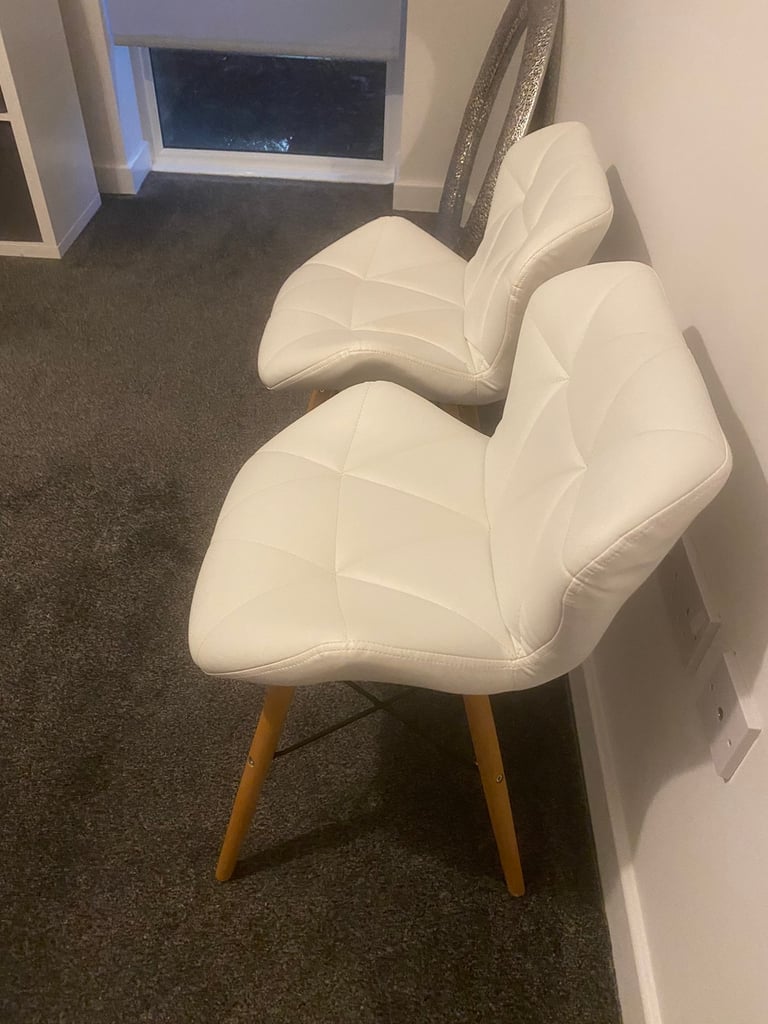 Two white Habitat dining chairs 