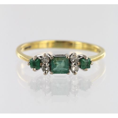 image for 18ct yellow gold emerald and diamond ring