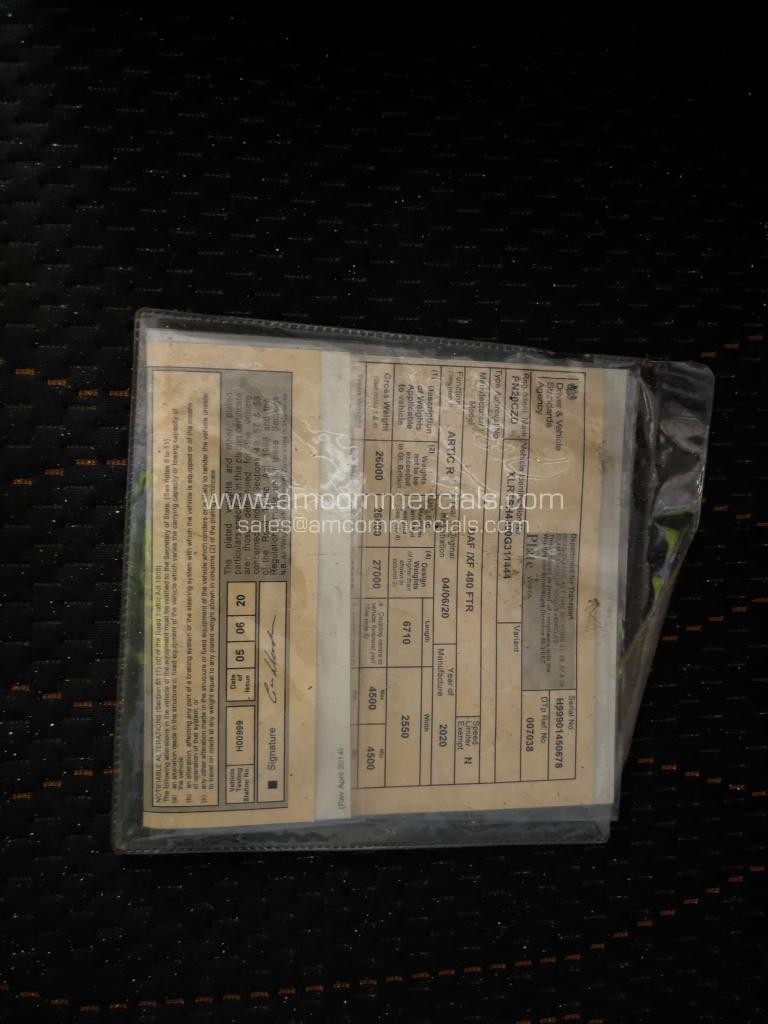 2020 (20) DAF XF 480 SPACECAB 6X2 TAG