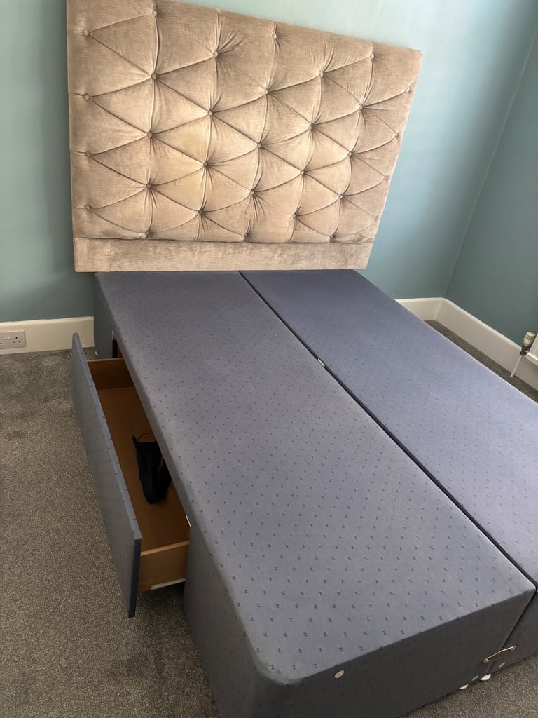 Double divan bed with Laura Ashley headboard