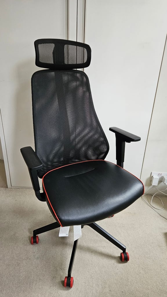 image for MATCHSPEL IKEA Gaming Desk Swivel Chair Adjustable Black/Red