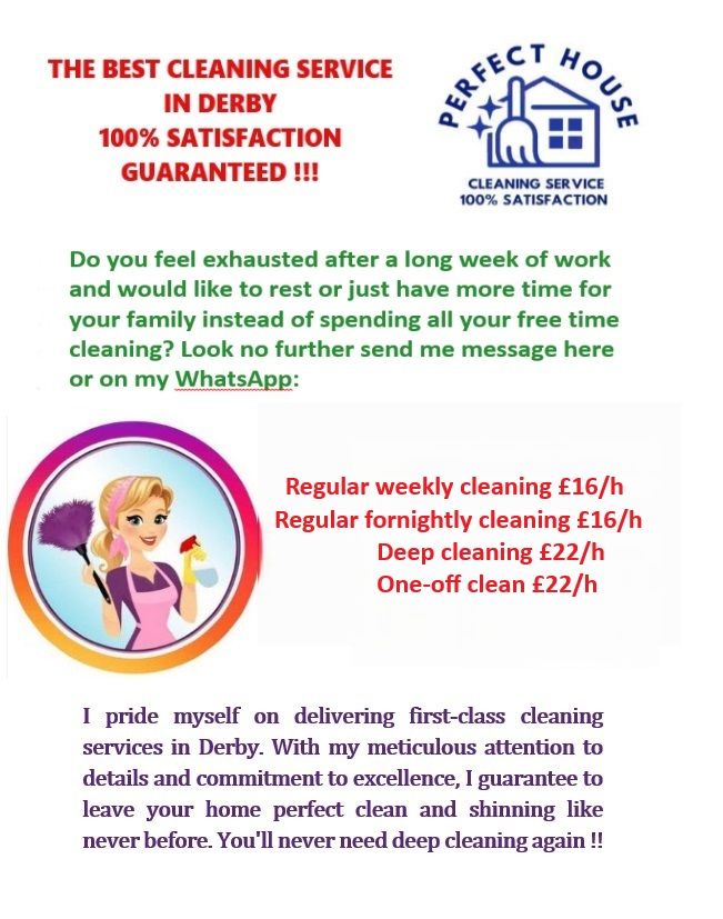 Domestic cleaning in Derby. Guaranteeing 100% Satisfaction