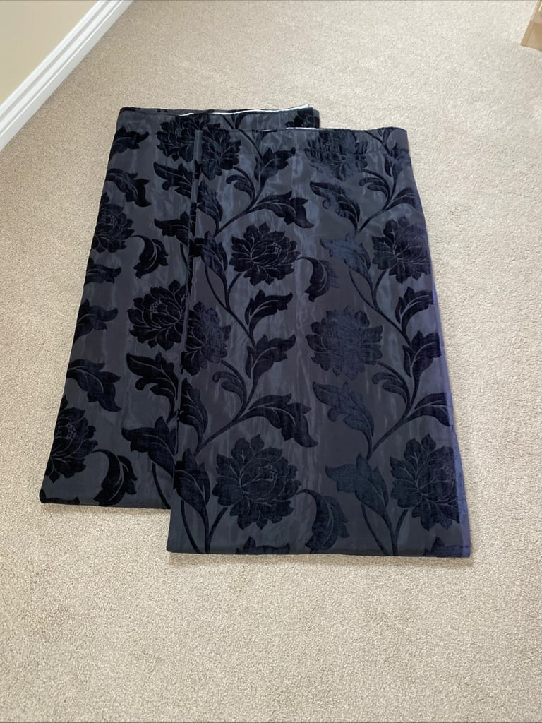 image for Luxury fully lined black pencil pleat curtains from Dunelm Mill