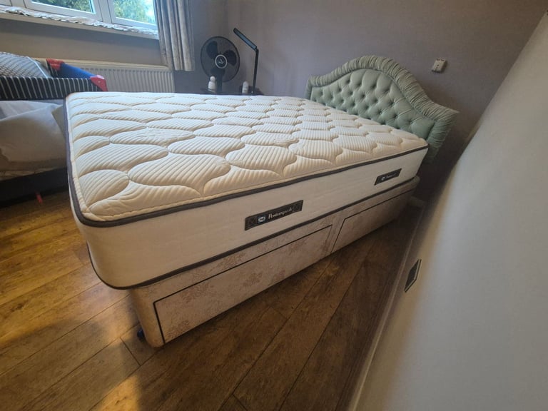 image for Double 4 draw bed.  Includes headboard and posturepedic mattress.