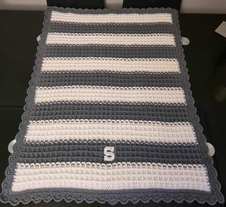 Crochet Baby Blanket, Personalised, Girls and Boys colours available