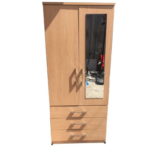 2 Door 3 Drawer Mirror Wardrobe - Oak