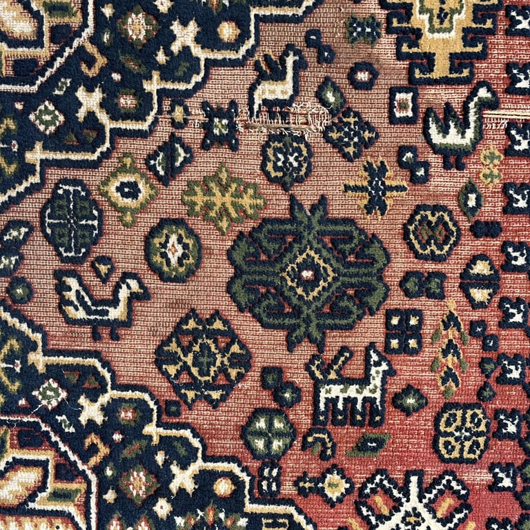 Vintage, large, area rug. Faded, distressed, worn. Farmhouse, country house look. COLLECT ONLY.
