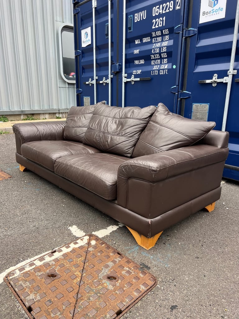Large brown leather sofa