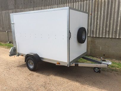 Box Trailer with Ramp in Black or White - Tickners Single Axle 8' x 5' x 5'