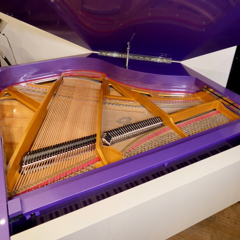 Bespoke Interior Square Grand Piano | Purple & Cream | Delivery, Stool, Tuning